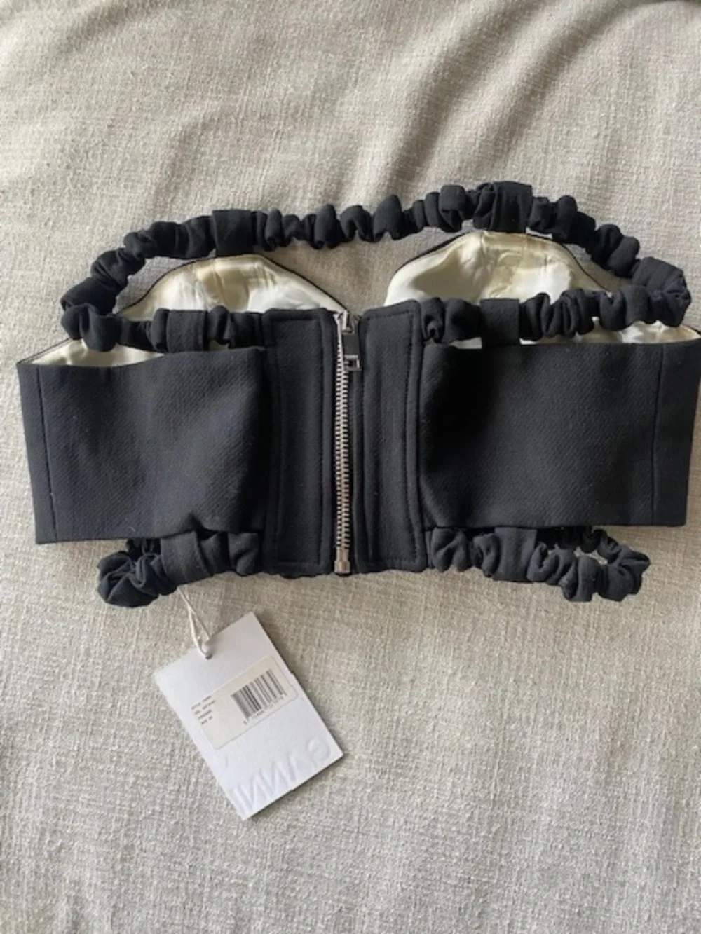 Ganni Strapless Black Cropped Top - Picture 7 of 9